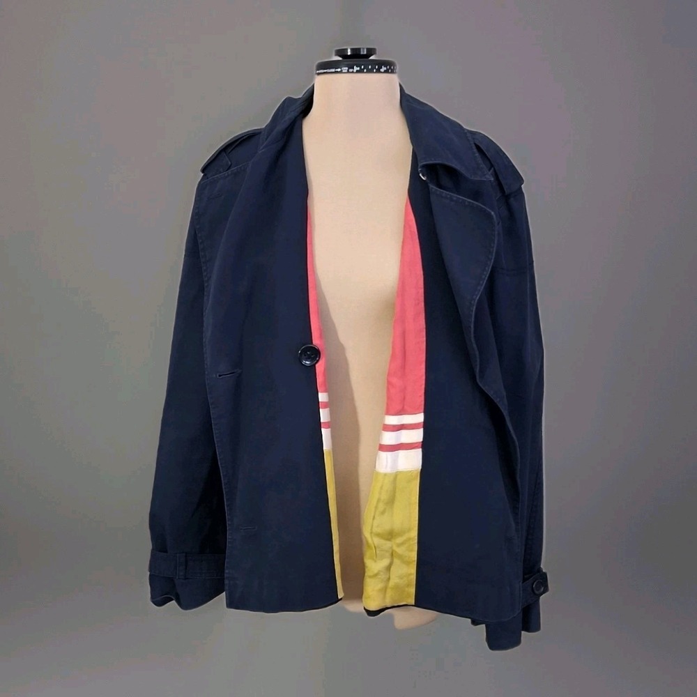Escada Sport Nautical Navy Blue Double Breast Waist Length Jacket -Size 46  READ